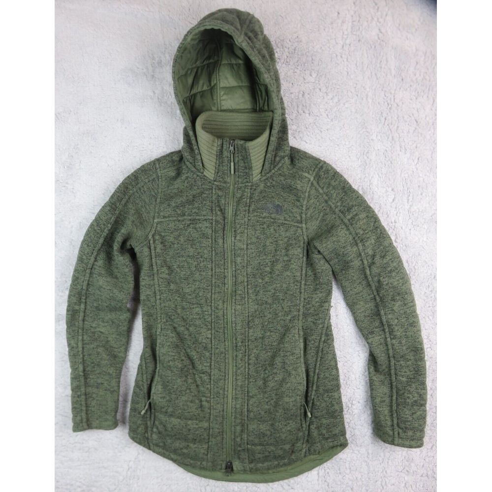 The North Face‎ Hooded Jacket Coat PrimaLoft Insulation Olive Full Zip Lined XS